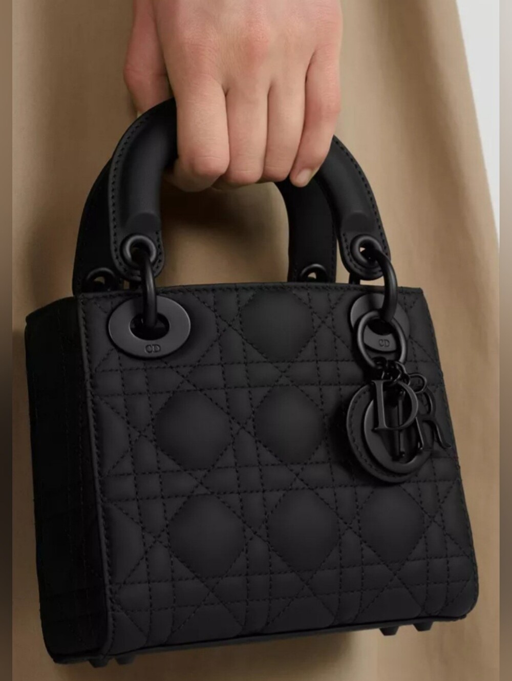 Lady Dior Black Ultramatte Cannage Calfskin Mini Bag
